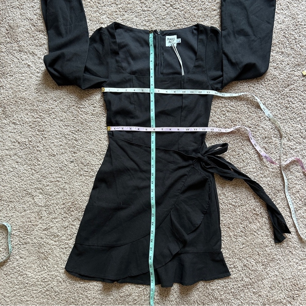 Princess Polly The Villa Faux Wrap Black Long Sleeve Mini Dress NWOT Size 2 - Picture 7 of 12